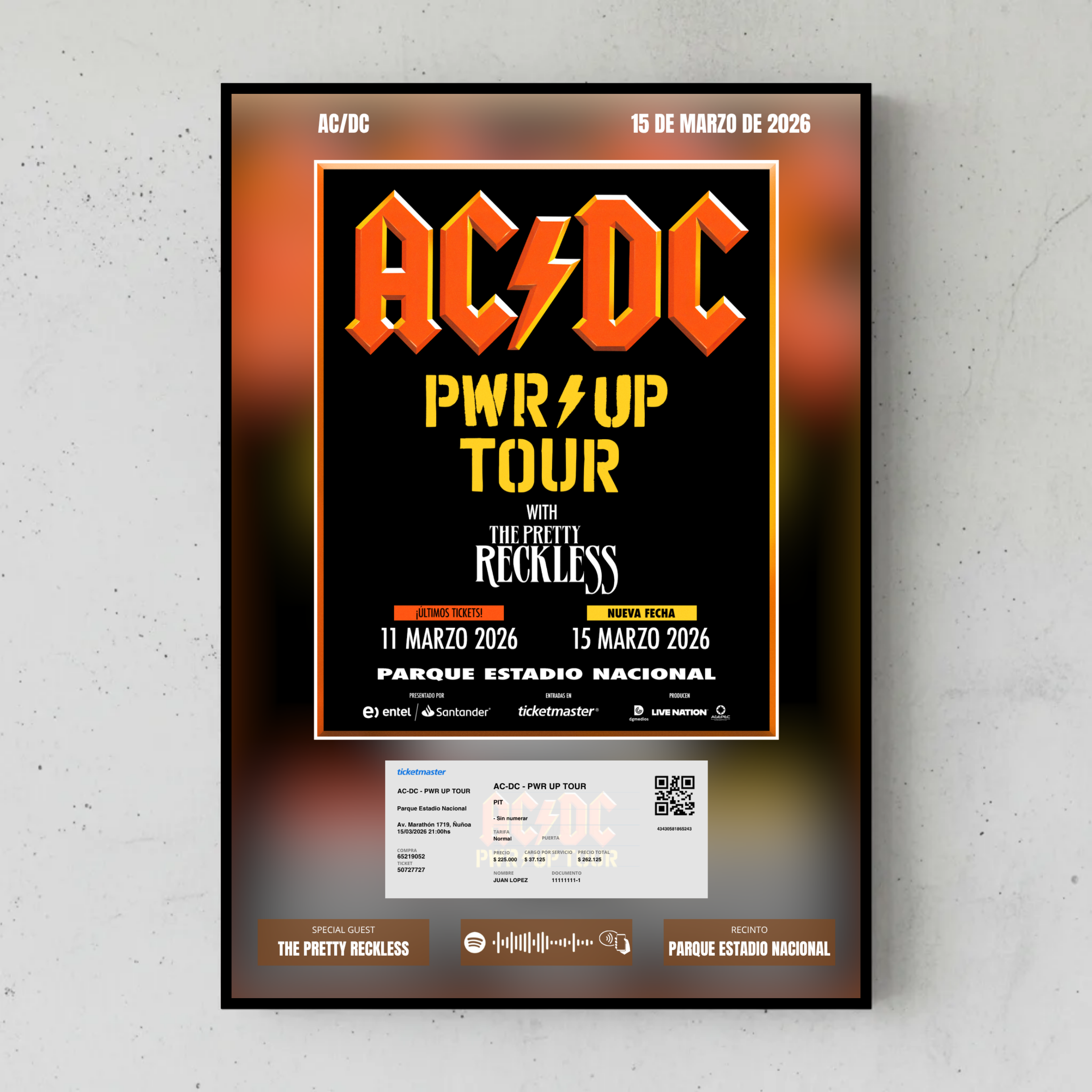 Cuadro Decorativo Concierto ACDC Power Up 2026