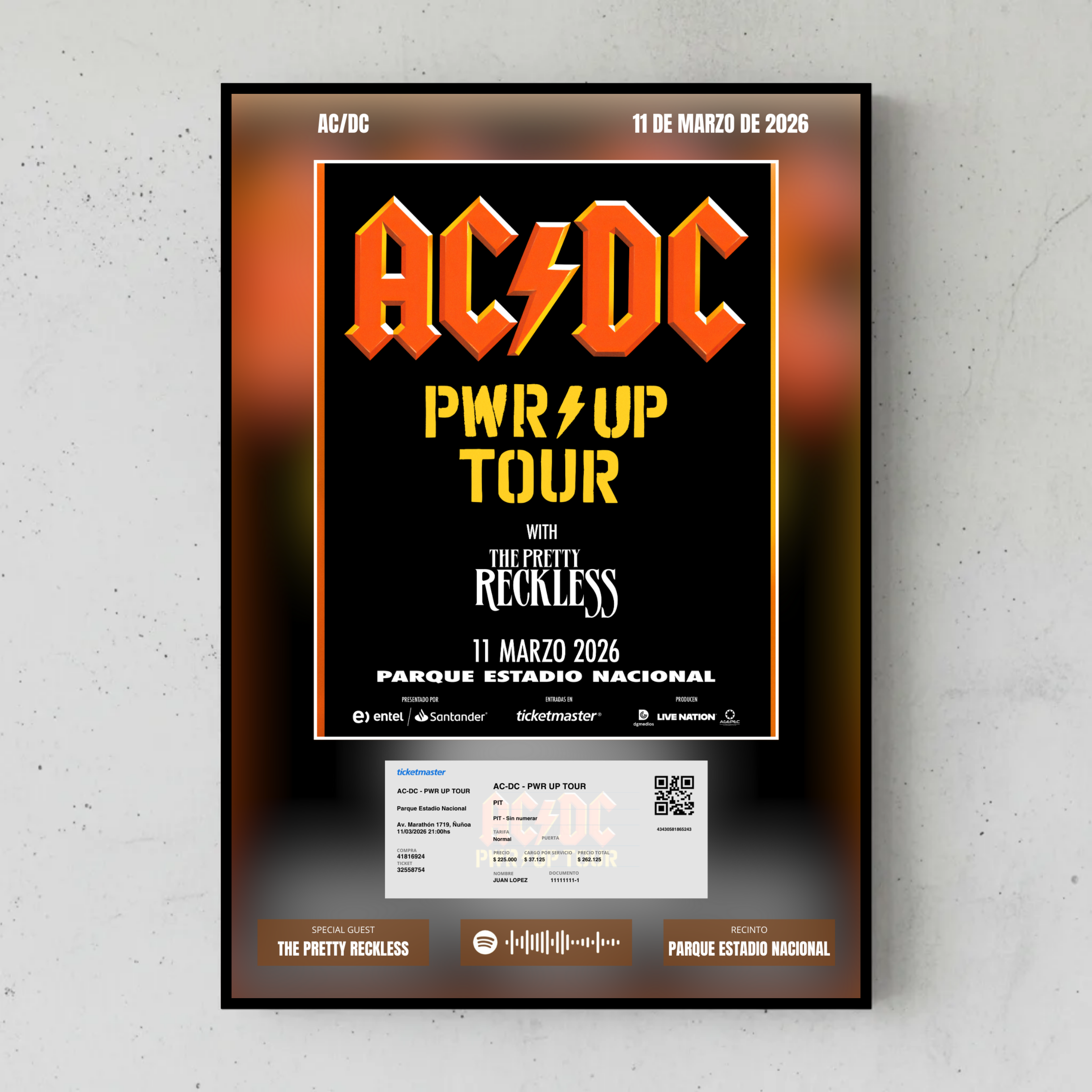 Cuadro Decorativo Concierto ACDC Power Up 2026