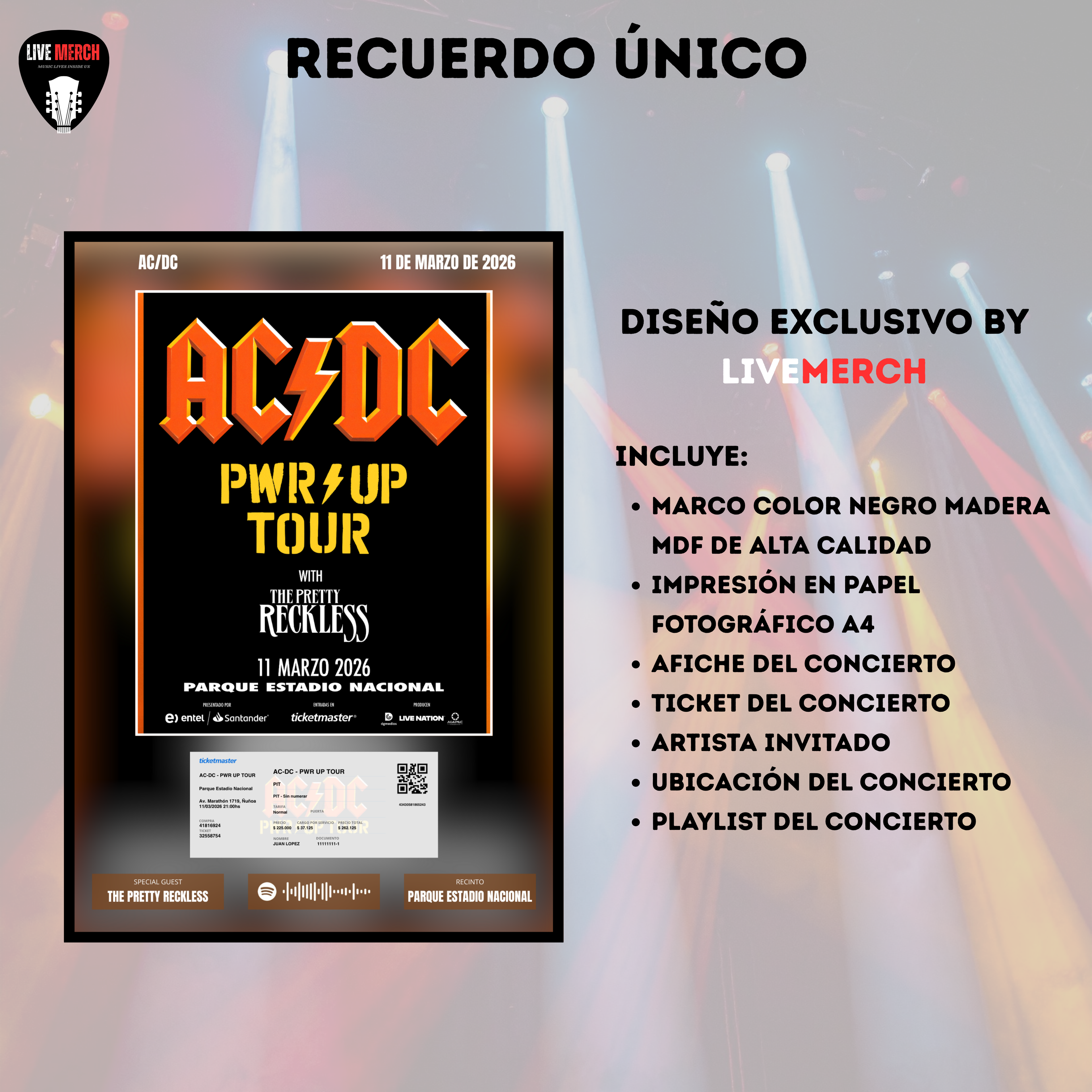 Cuadro Decorativo Concierto ACDC Power Up 2026